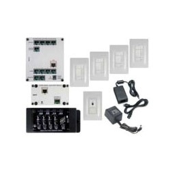 Digital Audio Kit, Multi-Source, 4-Room, Cat 5E, RJ45, White, Includes Digital Audio Amplified Keypad, Distribution Module, Input Module, Power Distribution Module, Power Supply