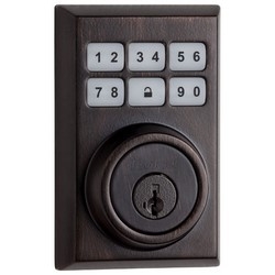 Door Electronic Deadbolt, Smartcode, Contemporary, Single Cylinder, Touchpad, 3-9/32" Width x 6-13/32" Height, Venetian Bronze, Clear Pack