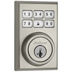 Door Electronic Deadbolt, Smartcode, Contemporary, Single Cylinder, Touchpad, 3-9/32" Width x 6-13/32" Height, Satin Nickel, Clear Pack