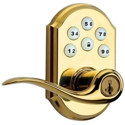 Door Electronic Lever, Tustin, Smartcode, Single Cylinder, Touchpad, 3-1/4" Width x 5-3/8" Height, Lifetime Polished Brass
