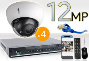 8 CH NVR with 4 4K 12MP Dome Cameras 4K Kit for Business Professional Grade FREE 1TB Hard Drive