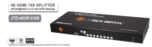 J-Tech Digital JTD4KSP0108 Premium Quality Ultra HD 4K 60HZ 1x8 HDMI Splitter High Resolutions Up To 4Kx2K 36-Bit Deep Color