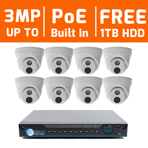 8 Ch 4K NVR & 8 HD 3 Megapixel IR Dome With Audio Mic  Kit for Business Professional Grade
