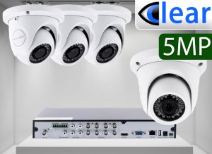 8 CH XVR with (4) DX8 5 Megapixel, 3.6mm Lens, 20m IR, H.265, CVBS (BNC) Optional, Analog Dome Camera