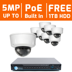 8 CH 4K NVR & 8 x 3 Megapixel HD IR Dome Motorized Lens Kit With 1TB Hard Drive Pre-installed for Business Professional Grade