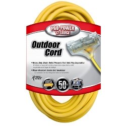 50' Outdoor Heavy Duty 12 Gauge Electric Extension Cord w/ 3 Receptacles - Coleman Cable