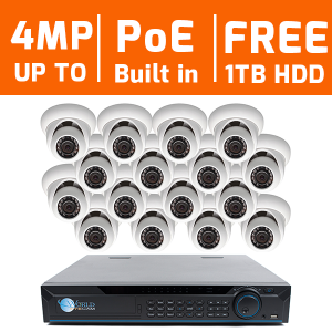 16 Ch 4K NVR & 16 HD Megapixel IR Dome (2MP, 3MP,4MP Options) Kit for Business Professional Grade   