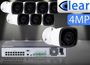 32 CH NVR with (8) IPX1 4 Megapixel, 3.6mm Lens, 30m IR, H.265, CVBS (BNC) Optional, Network IP Bullet Camera 