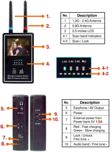 WiFi IP Camera Detector / Wireless Video Scanner/ Camera Hunter COLOUR LCD