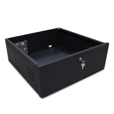 DVR / VCR Lock Box Security Cabinet - DVR Lockbox w/ Fan, 21x21x8"