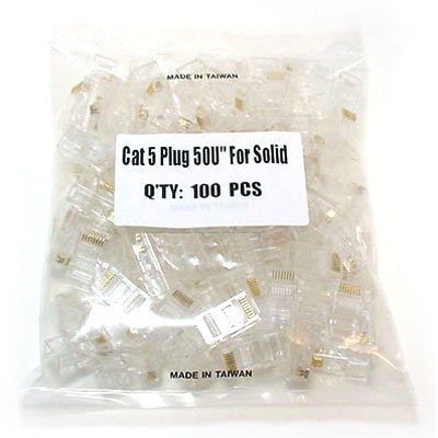 RJ-45 MODULAR PLUGS RJ45 - 100 PACK FOR SOLID