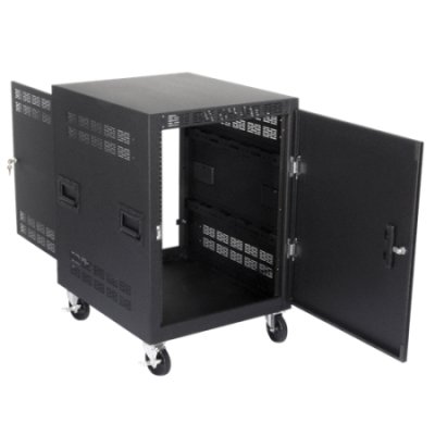 RX14-25 25 ½" Deep, 14RU Mobile Equipment Rack includes: Casters, and Side Handles.
