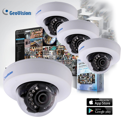 Geovision Target Series 4 Dome Camera Kit with Free VMS 32CH Software