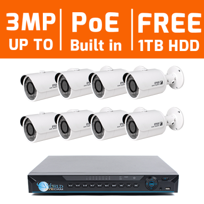 8 Ch 4K NVR & 8 HD Megapixel IR Bullet (3MP, 4MP Options) Kit for Business Professional Grade   