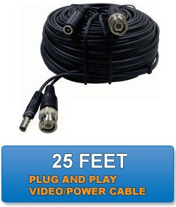 25 Feet BNC/DC Video/Power Siamese Cable