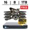 16 CH DVR with 8 HD 1080P Varifocal 2.8-12mm Security Bullet IR 200ft Night Vision HD Kit for Business Professional Grade FREE 1TB Hard Drive