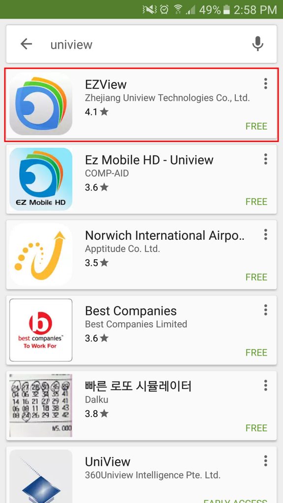 EZVIew Android SearchGooglePlay