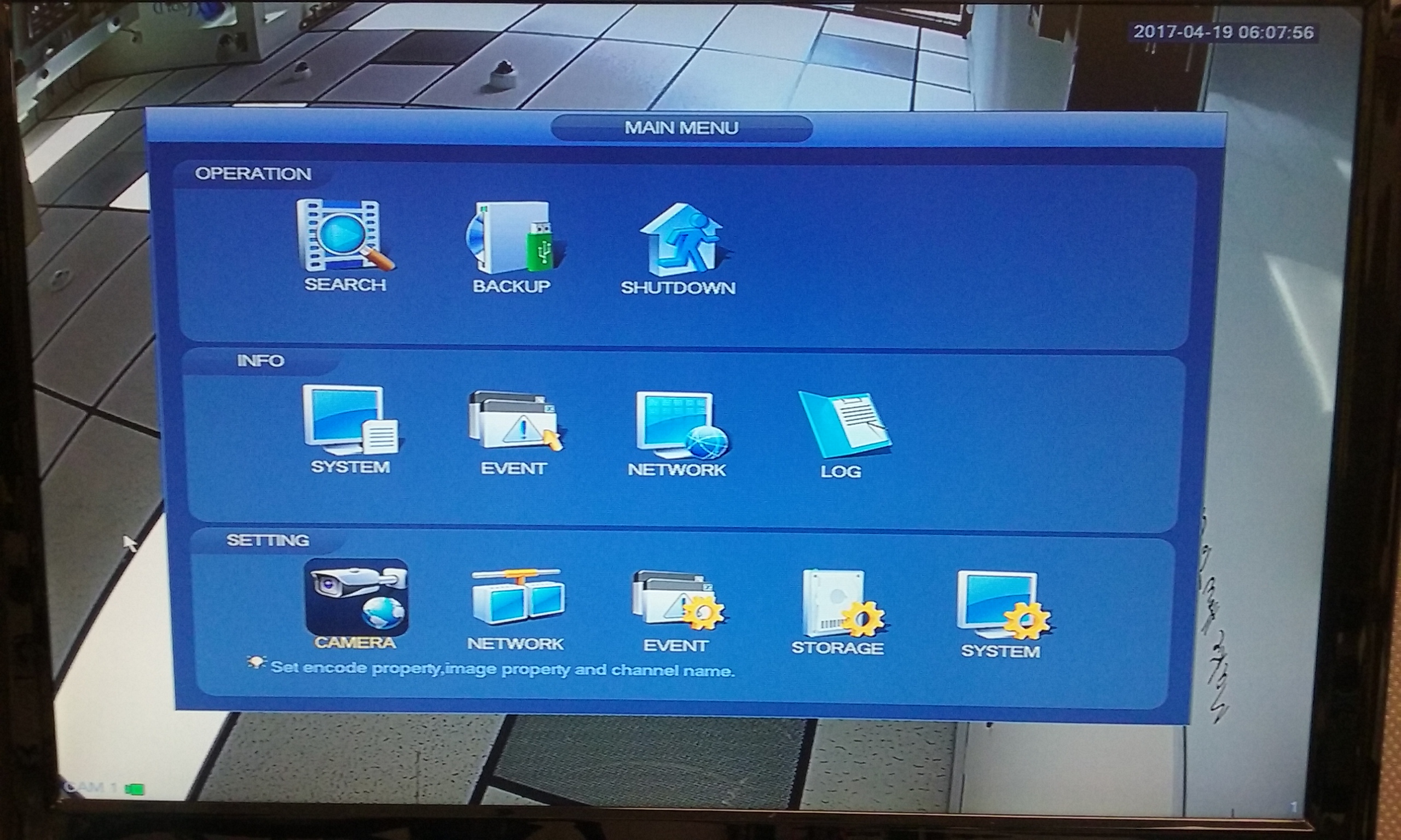 Select-main-menu-camera-imaxcampro-DVR
