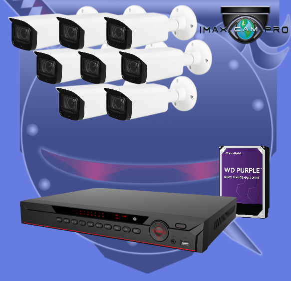 8CH 1U IMAX NVR & Ninja 4K 8MP WDR IR Mini Bullet 8 IP Cam Kit