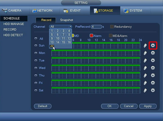 iMaxCamPro DVR schedule configure