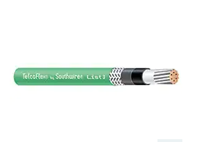 TelcoFlex III Central Office Power Cable, 6 AWG, Single Conductor, Class B Strand with Braid, LSZH, 600 Volts, Green