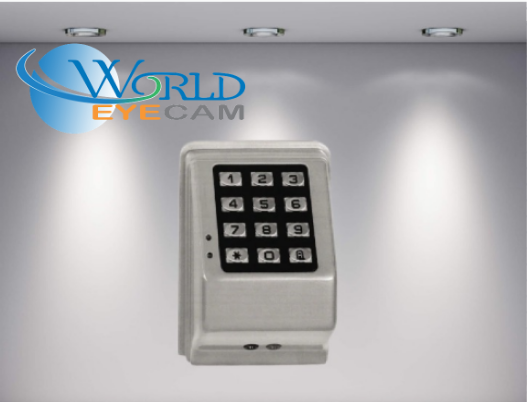 Door Lock Keypad, Weatherproof, 12-Button, Wall Mount, 12 to 24 Volt AC/DC, Metallic Silver, For ...