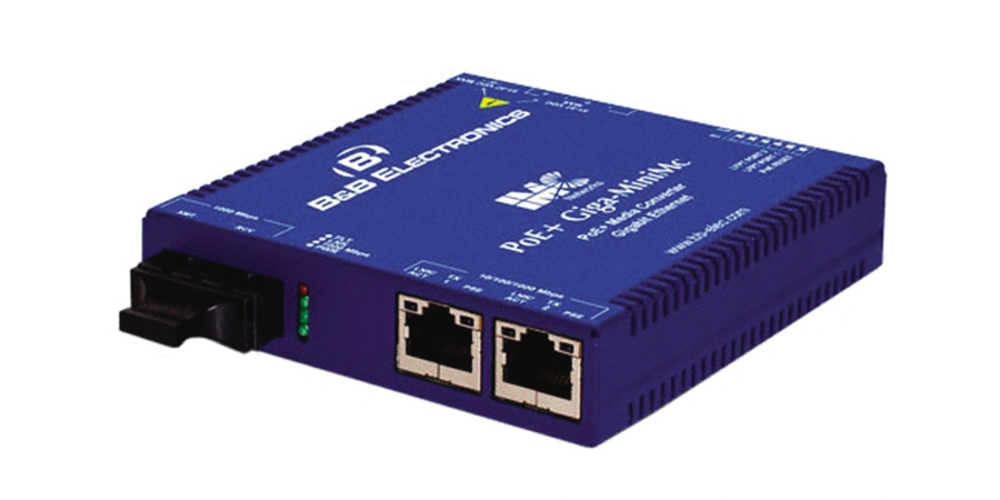 PoE switching media converter 10/100/1000 Mbps PoE & PoE+ Giga-MiniMc/LFPT, 2TX/SSLX-SM1310-SC, 1310xmt/1550rcv