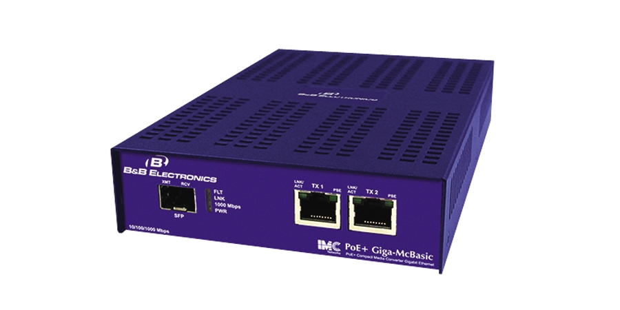 10/100/1000 Mbps PoE+ Switching Media Converter - PoE+ Giga-McBasic LFPT