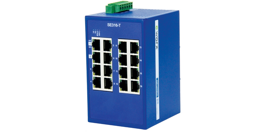 16-port 10/100Mbps Lite-Managed Industrial Ethernet Switch, eWorx, IEEE 802.1p QoS, Temp -40 to 75C