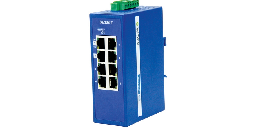 8-port 10/100Mbps Lite-Managed Industrial Ethernet Switch, eWorx, IEEE 802.1p QoS, Temp -40 to 75C