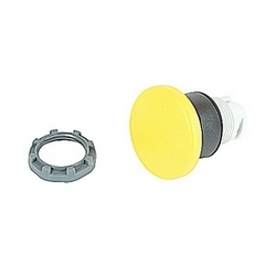Modular mushroom pushbutton with 40mm yellow non-illuminated actuator and 22mm mounting