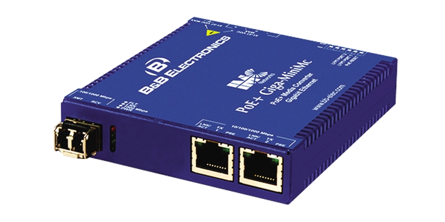 PoE+ Switching Media Converter 10/100/1000 Mbps - Giga-MiniMc, 2TX/SFP (requires 1 IE-SFP/1250 Mo...
