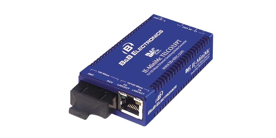 Industrial Grade 10/100 Miniature Media Converter - IE-MiniMc, TP-TX/SSFX-MM1550-SC (1550xmt/1310rcv) with AC adapter