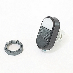 Modular white and black non-illuminated double pushbutton with no markings and 22mm mounting