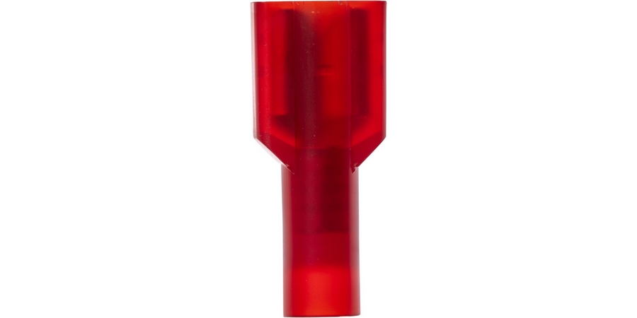 Disconnect Terminal, Female, Butted Seam Barrel, 600/1000 Volt, 0.95" Length x 0.25" Width x 0.032" Thk, 12 to 10 AWG Conductor, Brass, Yellow Vinyl Insulated
