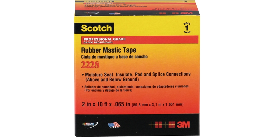 Mastic Tape, Sealing, Premium Grade, 10’ Length x 2" Width x 65 Mil Thk, 10 Inch-Lb. Breaking Strength, Ethylene Propylene Rubber Backing, Mastic Adhesive, Black Color