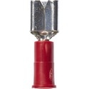 Fork Terminal, Brazed Seam Barrel, 600/1000 Volt, 0.85" Length x 0.3" Width x 0.03" Thk, 22 to 18 AWG Conductor, #8 Stud, Electrolytic Copper, Red Vinyl Insulated