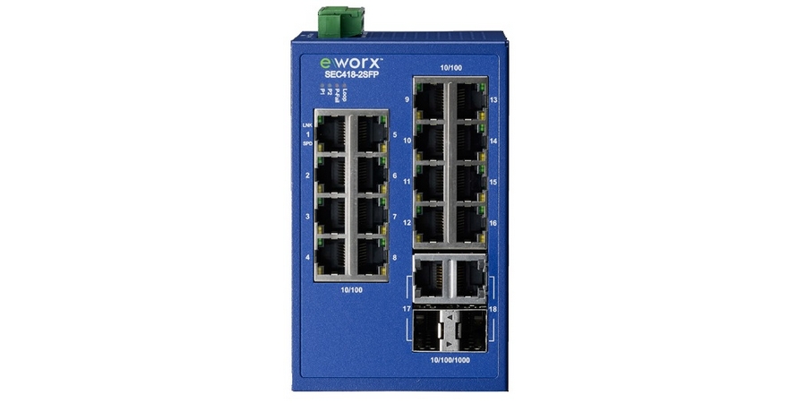 Industrial Managed Ethernet Switch, -40 75C, 16-port, 10/100Mbps + 2-port GbE Combo (SFP or Copper)