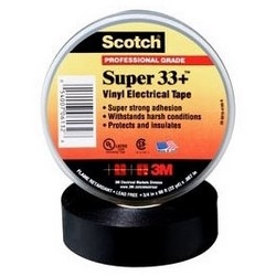 Vinyl Electrical Tape, Premium Grade, 3/4" Width x 36 Yard Length x 7 Mil Thk, 15 Lb/Inch Breaking Strength, PVC Backing, Rubber Resin Adhesive, Black
