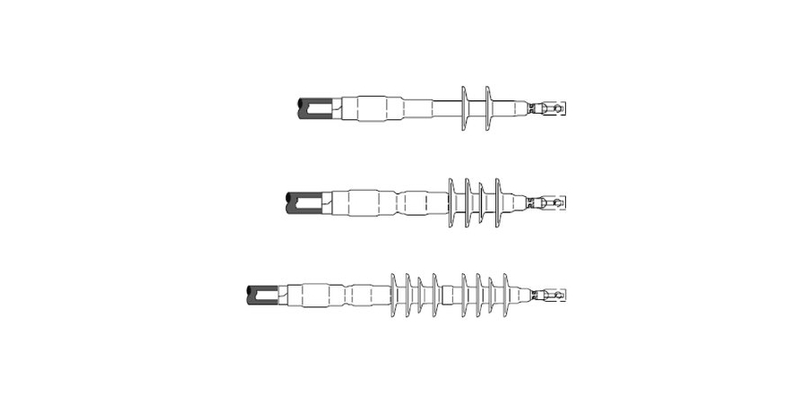 Cold Shrink QT-III Outdoor 4 Skirt Termination 7695-S-4, Tape, Wire and Unishield, 5-25/28 kV, 1.05-1.80 in (26,7-45,7 mm) Cable Insul. O.D., 3 terminations/kit