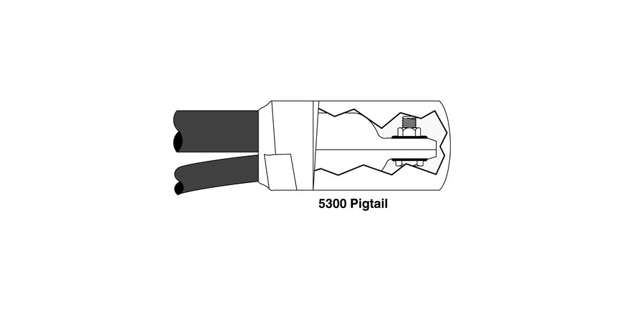 Motor Lead Pigtail Splice Kit, Single Conductor Cable, 1 Kilovolt, 1-Hole Lug, 1/0 AWG to 250 KCMIL Feeder, 2 AWG to 250 KCMIL Motor Lead, 0.4 to 0.8" Outer Diameter Insulation