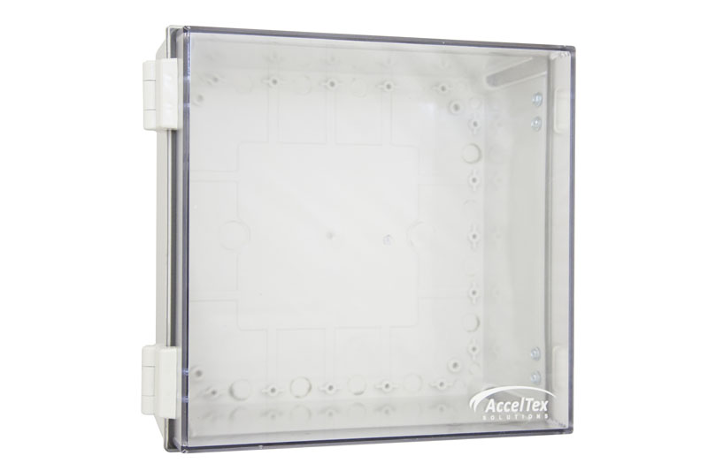 12"x12"x6" Poly Enclosure with Clear Door, Latch Lock, 4 N-Style Holes