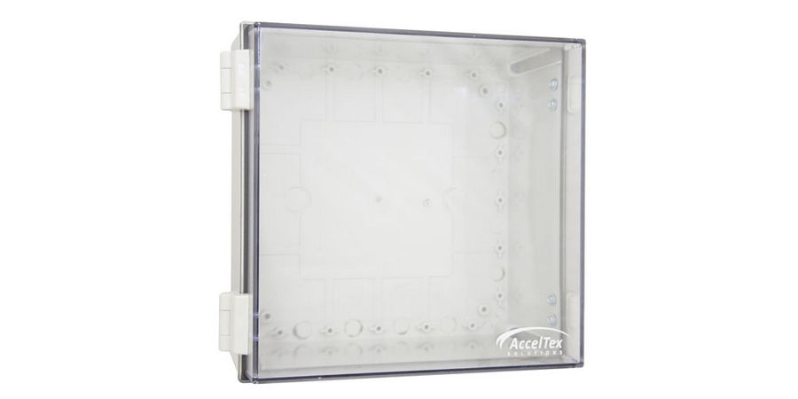 12"x12"x6" Poly Enclosure with Clear Door, Key Lock, 6 RPTNC Holes