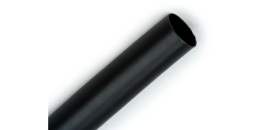 Heat Shrink Tubing, Thin Wall, 600 Volt, 48" Length, 3/32" Expanded Diameter, 0.046" Recovered Diameter, 2:1 Shrink Ratio, Polyolefin, Black Color