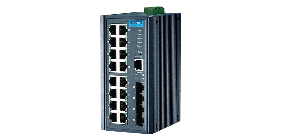 16-port GbE + 4 GbE SFP Full L2 Managed Ethernet Switch, -40 to 75C