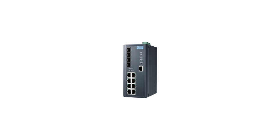 8-port GbE + 4 GbE SFP Lite-L3 Industrial NAT Managed Ethernet Switch, -40 to 75C