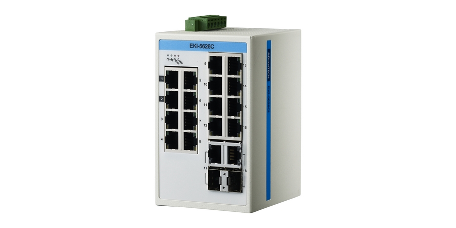 Industrial Ethernet Switch, 16x10/100Mbps Ports, 2 Gigabit Ports