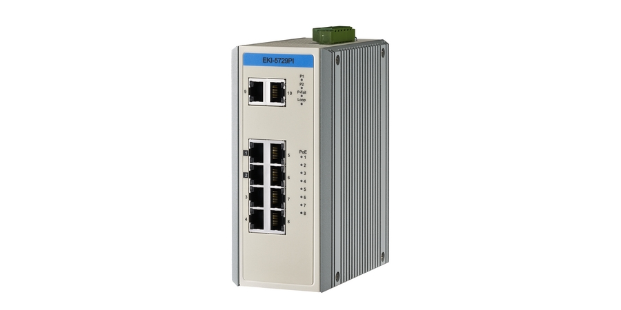 Industrial Ethernet Switch, 8x10/100/1000Mb POE Ports, 2 Gigabit Ports
