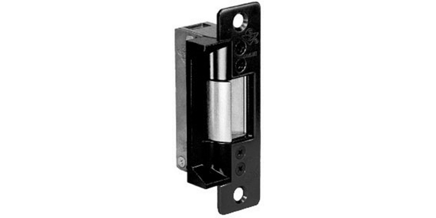 Door Electric Strike, Standard/Fail Secure, 24 Volt DC, Dark Bronze Anodized, With 4-7/8" Flat Faceplate, For Aluminum Door