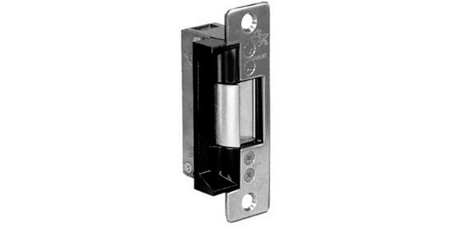Door Electric Strike, Fail Safe, 24 Volt DC, Clear Anodized, With 4-7/8" Flat Faceplate, For Aluminum Door